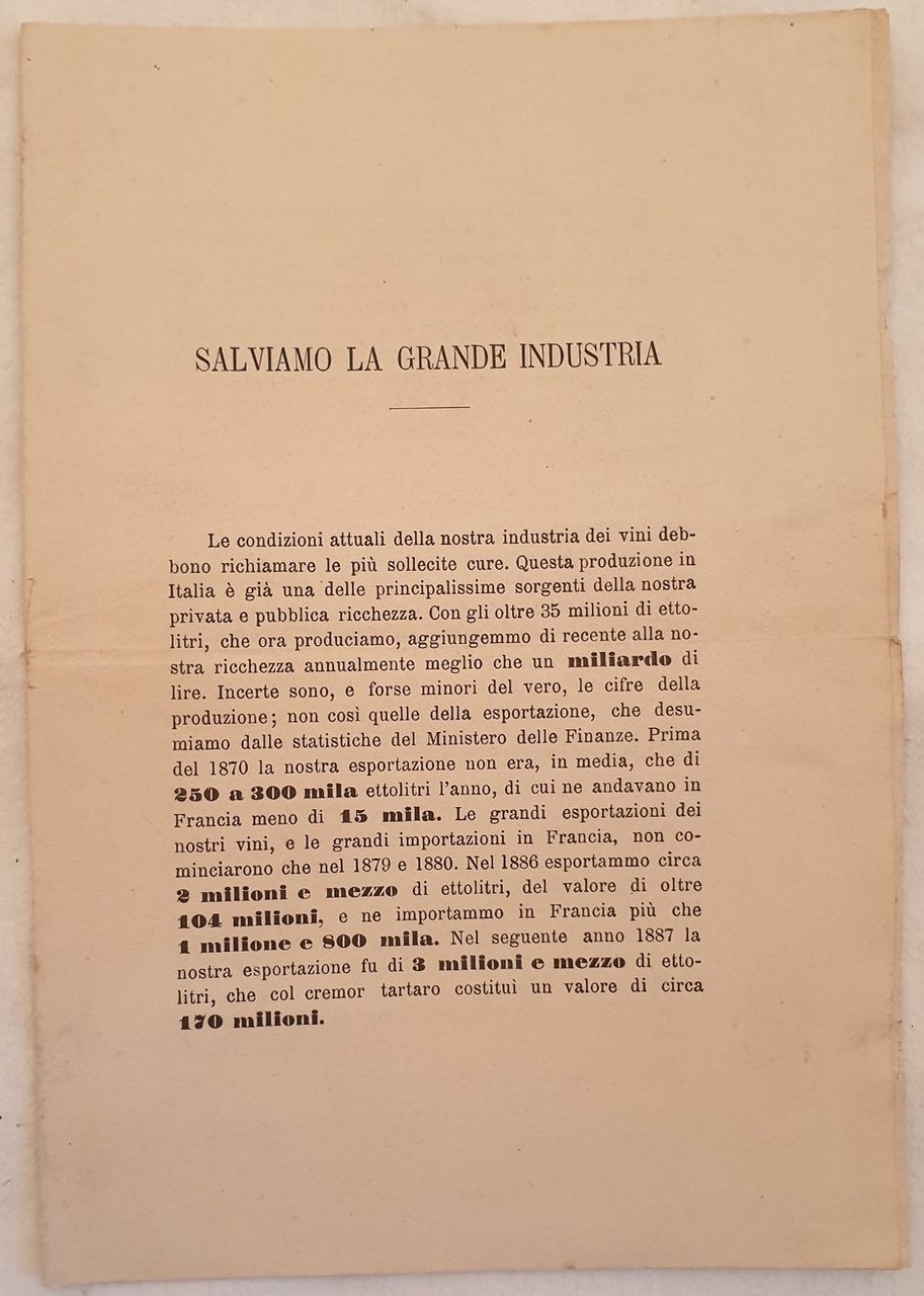 SALVIAMO LA GRANDE INDUSTRIA