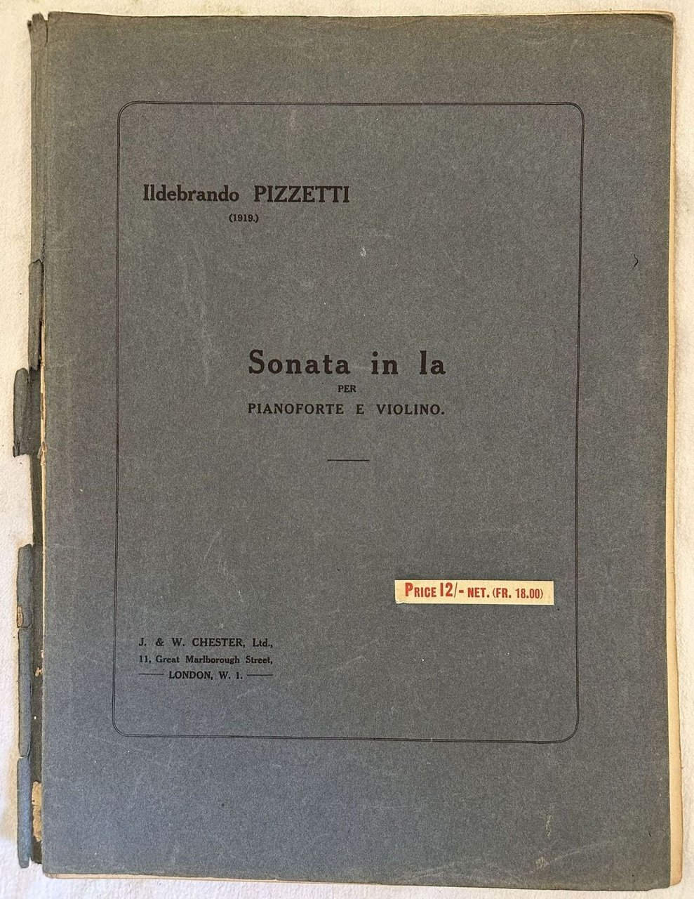 SONATA IN LA PER PIANOFORTE E VIOLINO