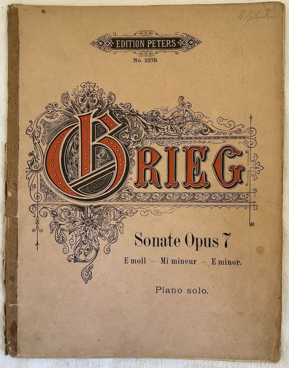 SONATE (EMOLL) FUR DAS PIANOFORTE VON EDVARD GRIEG OP. 7 | Immagine principale
