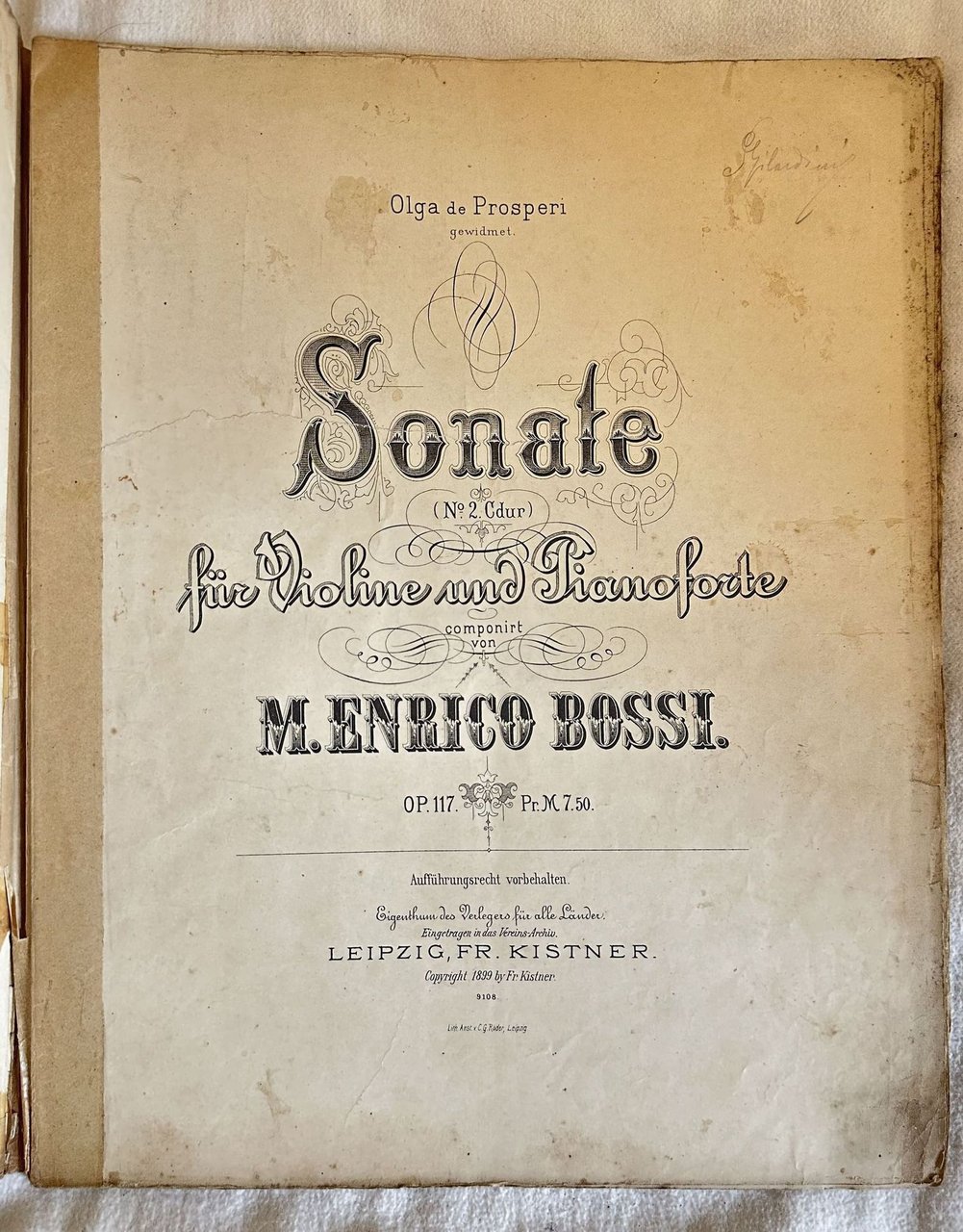 SONATE (N. 2 CDUR) FUR VIOLINE UND PIANOFORTE COMPONIRT VON …