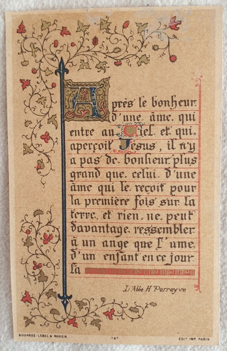 SOUVENIR DE LA PREMIERE COMMUNION DE LUCIEN S. HENRAUX ECOLE …