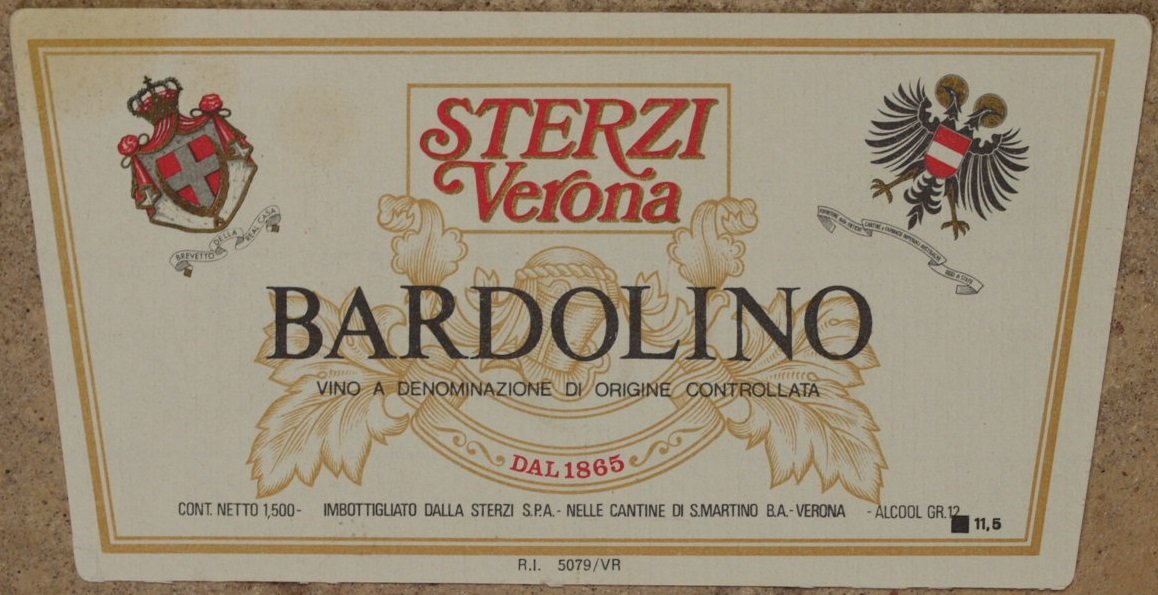 STERZI VERONA BARDOLINO VINO A DENOMINAZIONE DI ORIGINE CONTROLLATA