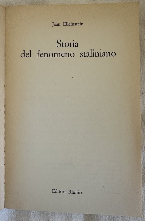 STORIA DEL FENOMENO STALINIANO