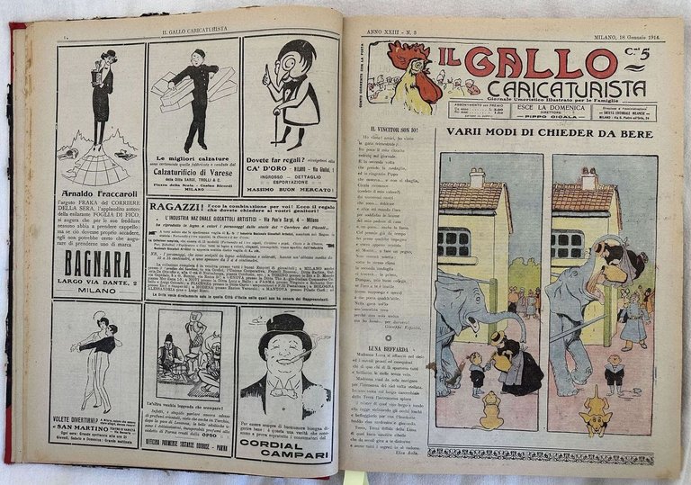 STRENNA 1914 ALMANACCO DEL GALLO CARICATURISTA COMPILATA DA PIPPO CICALA