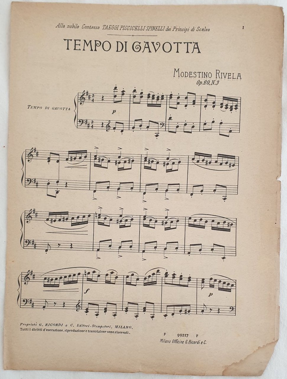 TEMPO DI GAVOTTA MODESTINO RIVELA OP. 20 N. 3