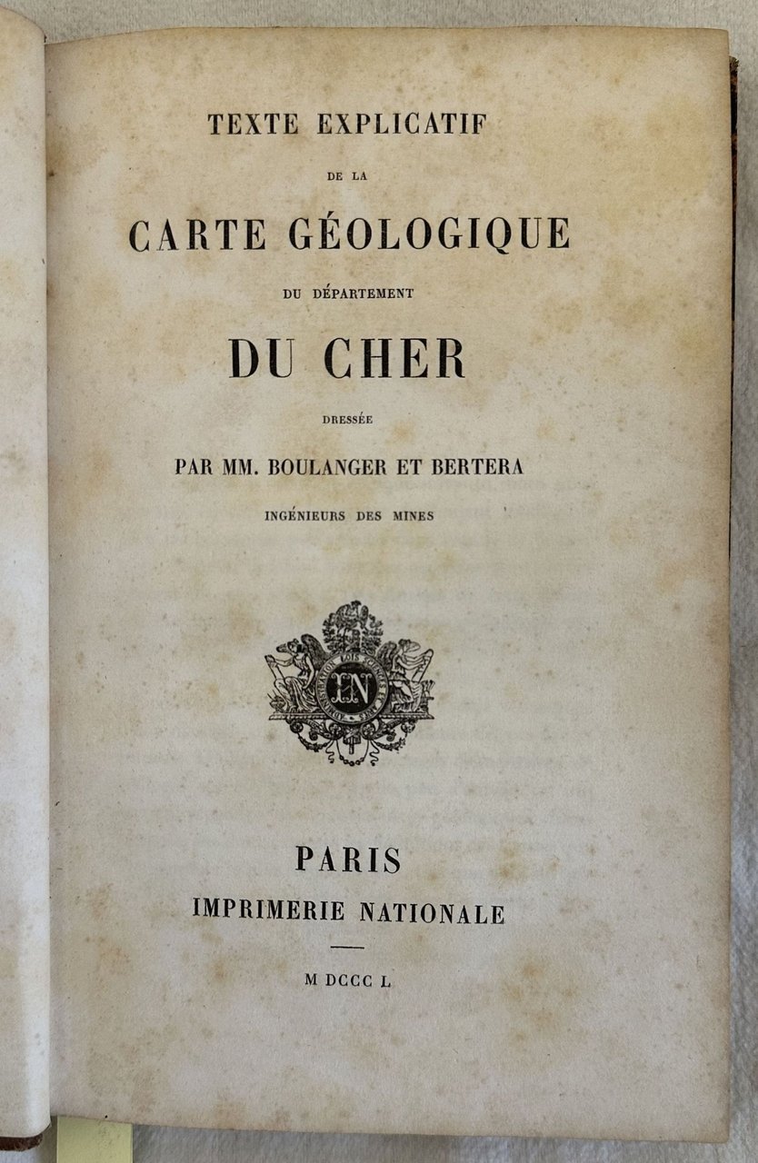 TEXTE EXPLICATIF DE LA CARTE GEOLOGIQUE DU DEPARTEMENT DU CHER