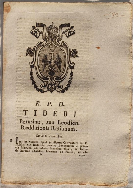 TIBERI PERUSINA, SEU LEODIEN REDDITIONIS RATIONUM LUNOE 5 JULII 1824
