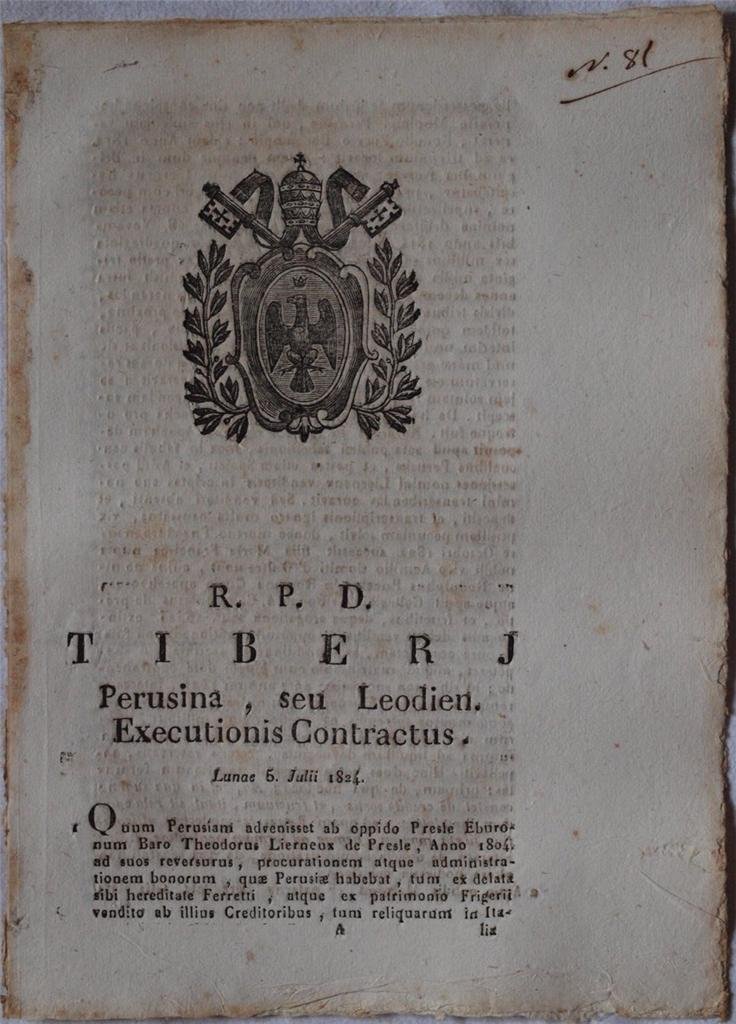 TIBERJ PERUSINA, SEU LEODIEN EXECUTIONIS CONTRACTUS LUNOE 5 JULII 1824