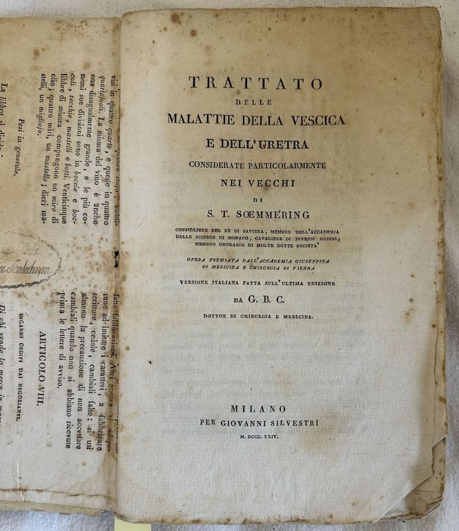 TRATTATO DELLE MALATTIE DELLA VESCICA E DELL'URETRA CONSIDERATE PARTICOLARMENTE NEI …