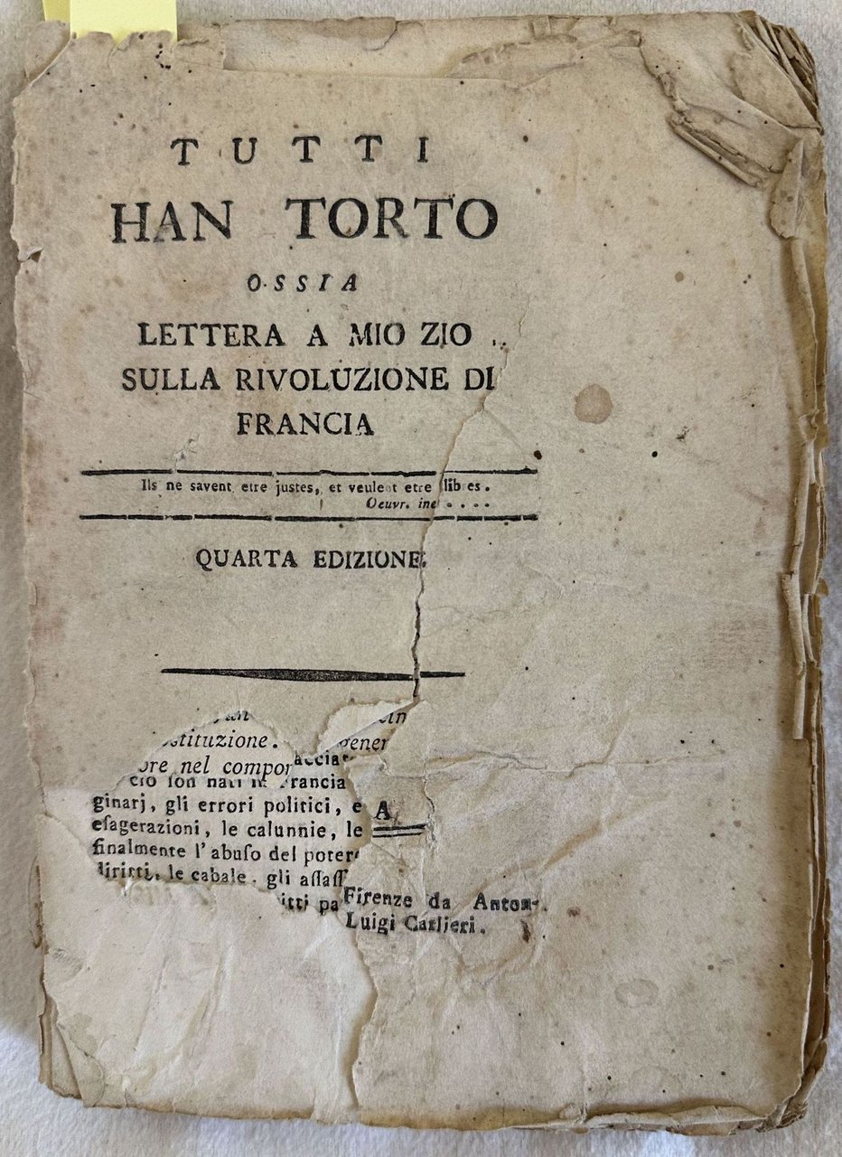 TUTTI HAN TORTO OSSIA LETTERA A MIO ZIO SULLA RIVOLUZIONE …