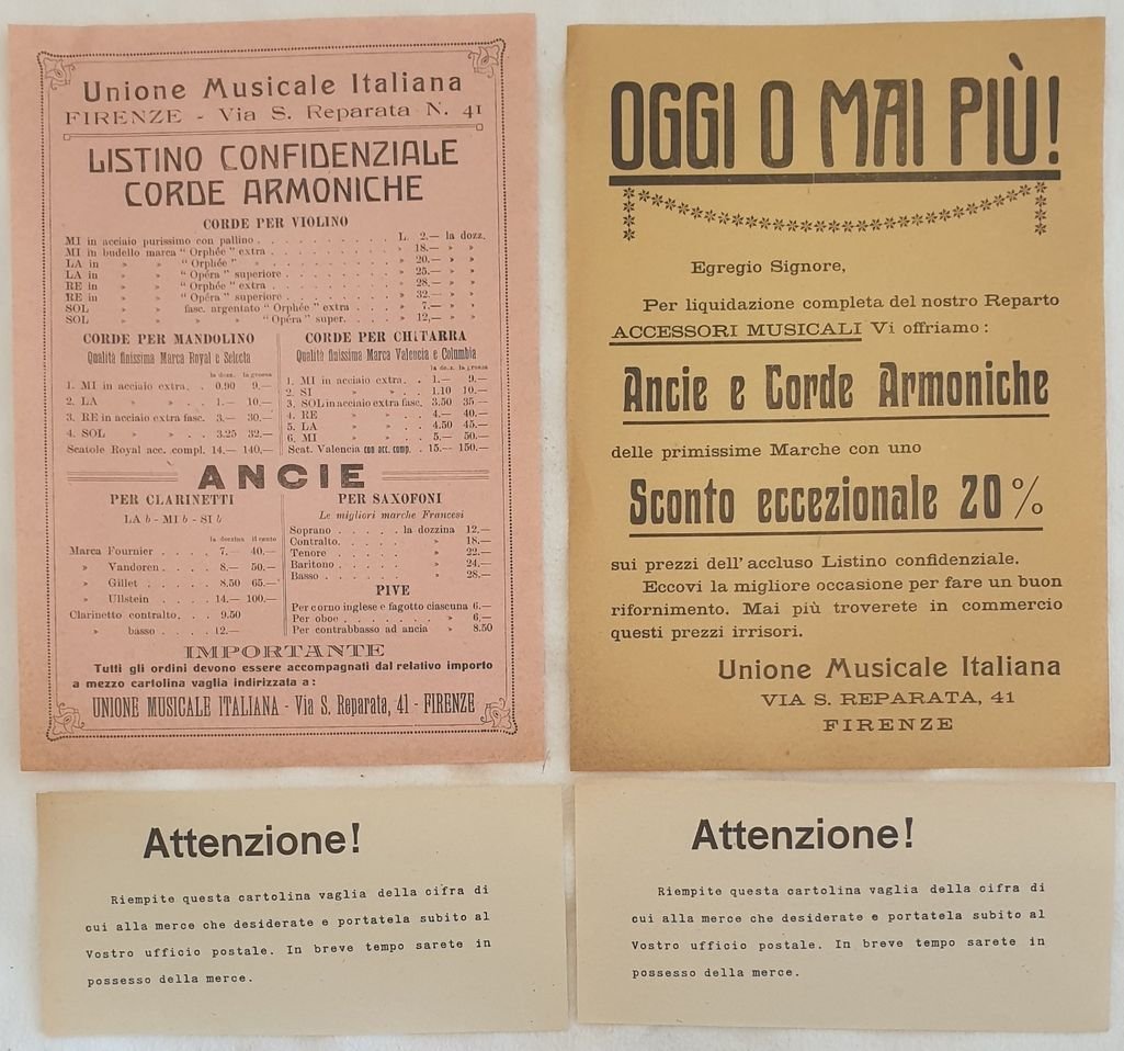 UNIONE MUSICALE ITALIANA LISTINO CONFIDENZIALE CORDE ARMONICHE