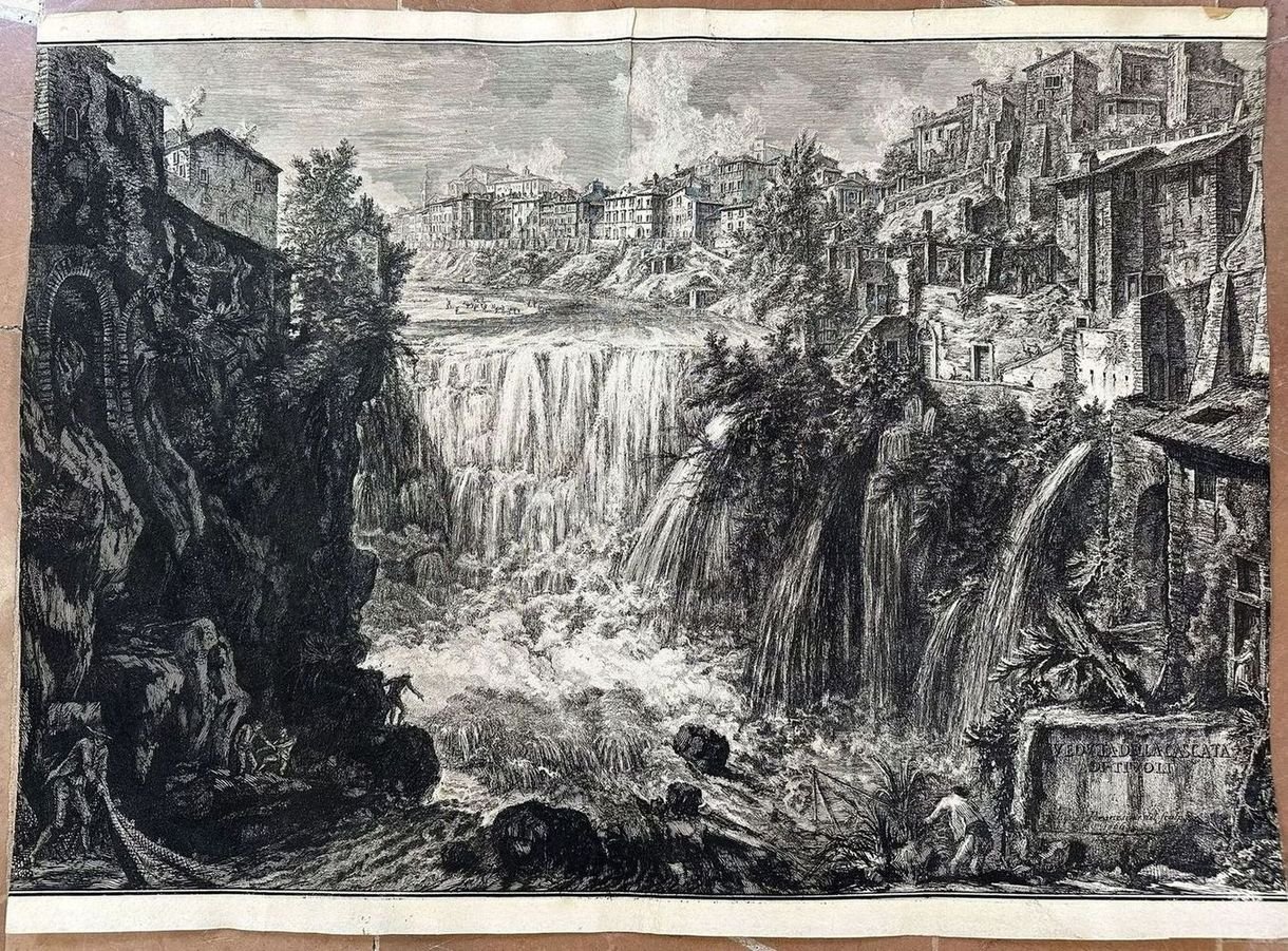 VEDUTA DELLA CASCATA DI TIVOLI EQUES PIRANESI DEL. SCULP. 1766