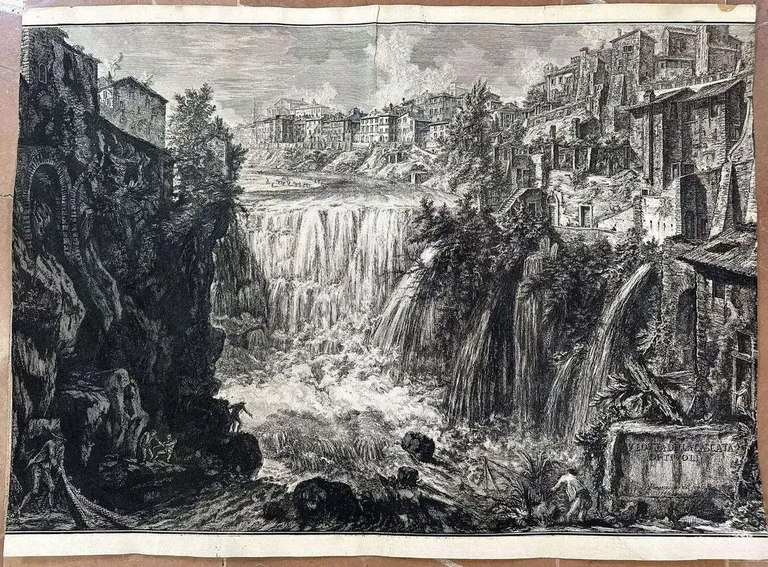 VEDUTA DELLA CASCATA DI TIVOLI EQUES PIRANESI DEL. SCULP. 1766