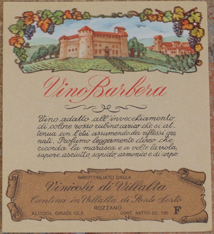 VINO BARBERA IMBOTTIGLIATO DALLA VINICOLA DI VILLALTA CANTINA IN VILLALTA …