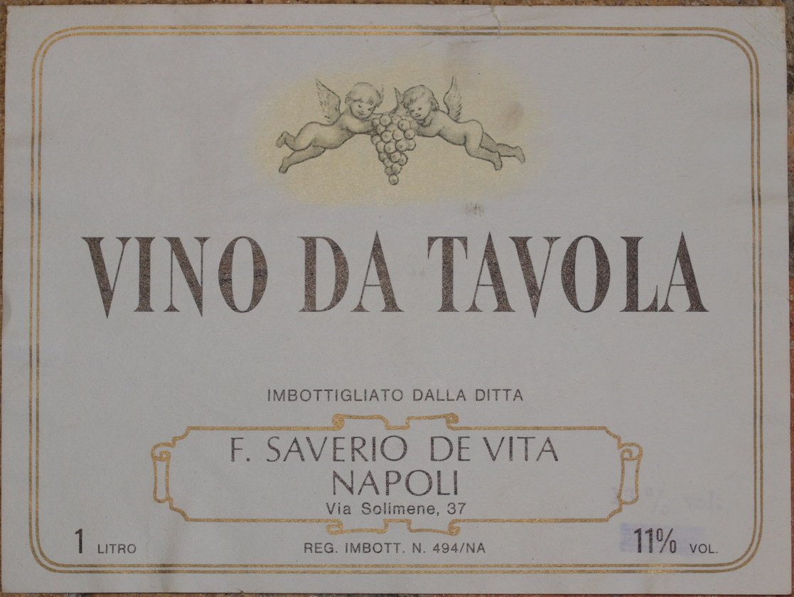 VINO DA TAVOLA IMBOTTIGLIATO DALLA DITTA F. SAVERIO DE VITA …