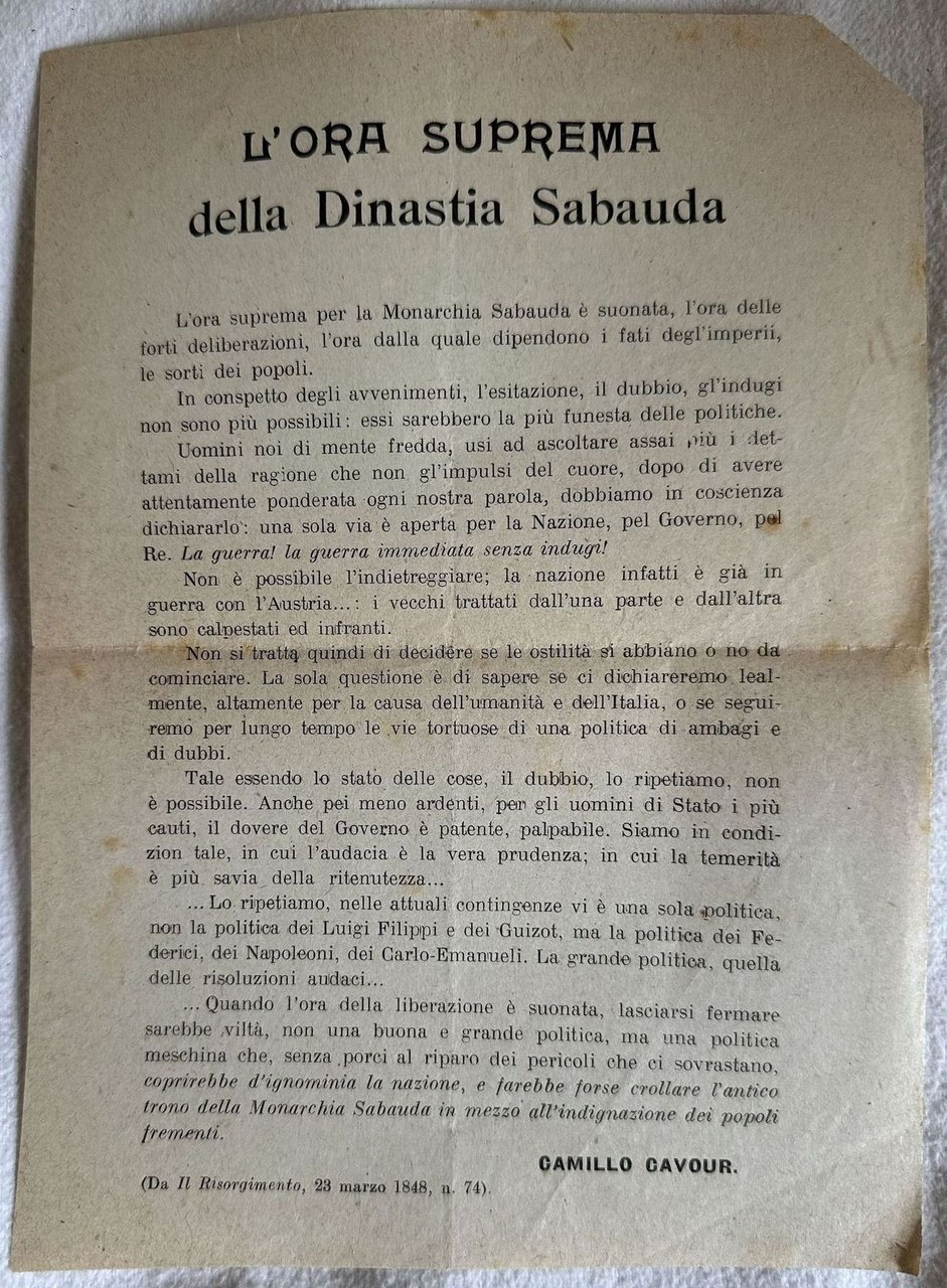 VOLANTINO L'ORA SUPREMA DELLA DINASTIA SABAUDIA | Immagine principale