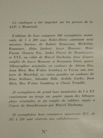 Exposition Internationale du Surréalisme 1959-1960.