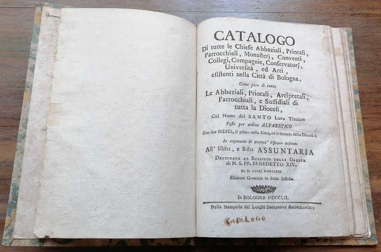 "Catalogo Di tutte le Chiese Abbaziali, Priorali, Parrocchiali, Monasteri, Conventi, …