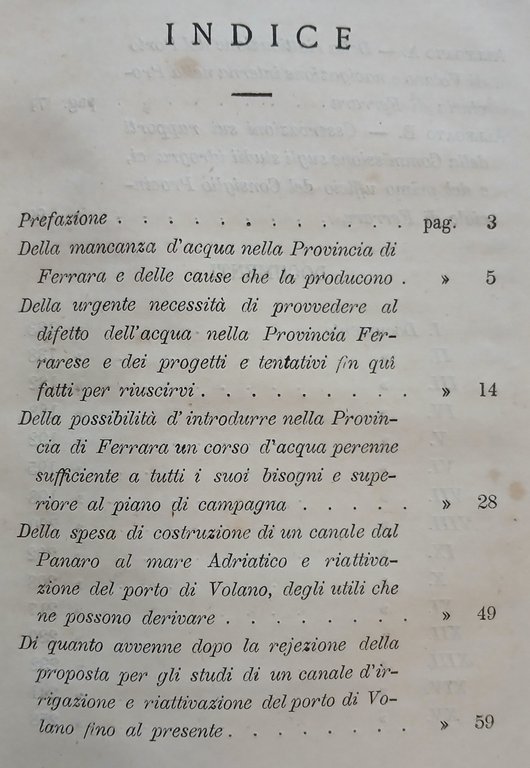 Della necessità ed utilità d'un corso d'acqua perenne nella Provincia …