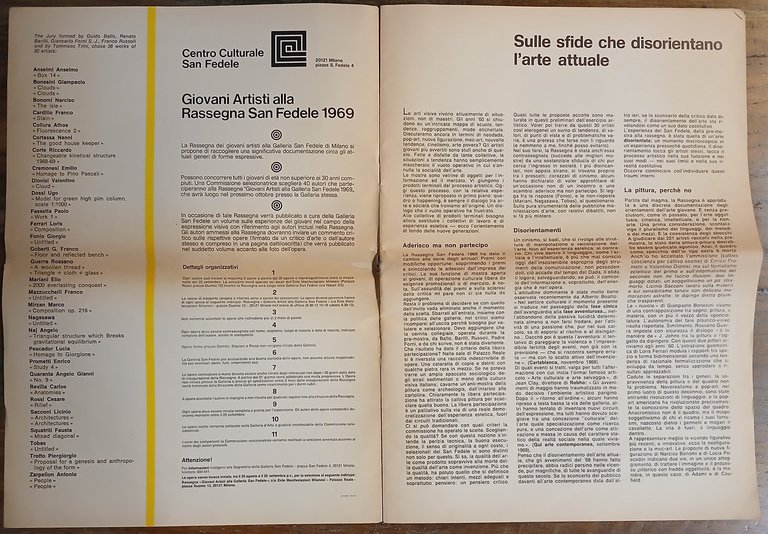 Giovani Artisti alla Rassegna San Fedele 1969.