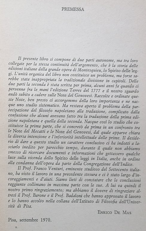 Montesquieu, Genovesi e le edizioni italiane dello "Spirito delle leggi".