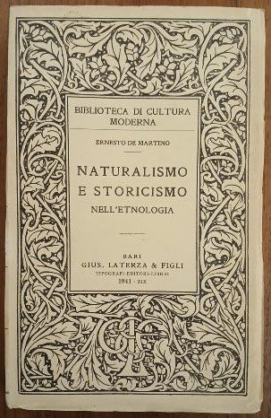 Naturalismo e storicismo nell'etnologia.