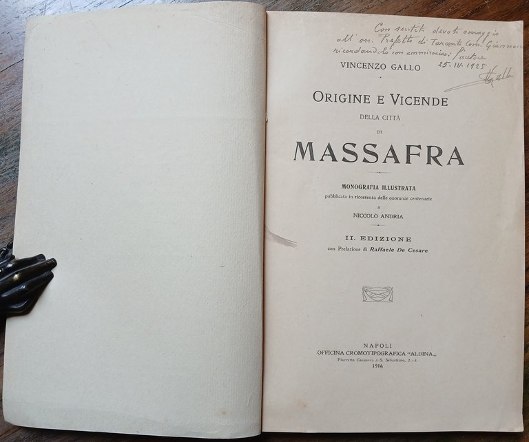 Origine e vicende della Città di Massafra. Monografia illustrata.