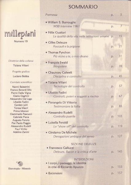 rivista filosofia millepiani, Geografie del controllo (con foto indice)