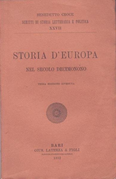 STORIA DI EUROPA NEL SECOLO DECIMONONO