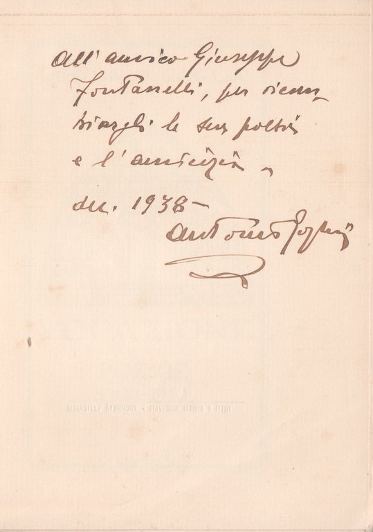Vocazione. Poesie 1908- 1913. (con dedica autografa dell'autore)