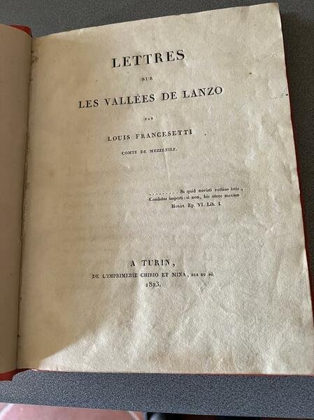 Lettres sur les Vallées de Lanzo