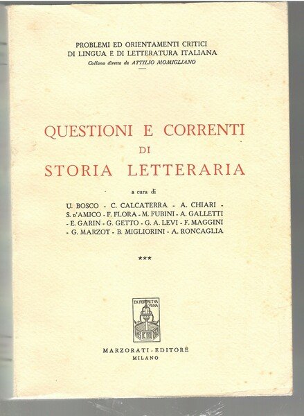 Questioni e Correnti Di Storia Della Letteratura