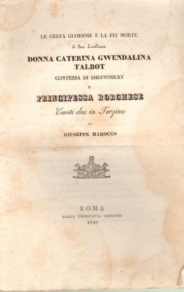Le gesta gloriose e la pia morte di Sua Eccellenza …