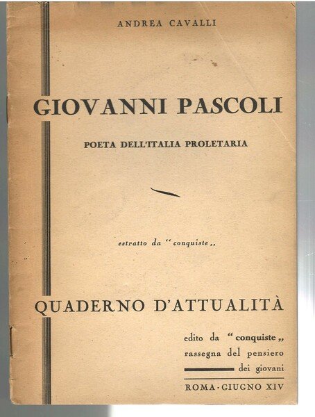 Giovanni Pascoli Poeta dell'Italia Proletaria