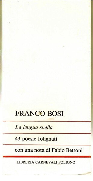 La Lengua Snella. 43 Poesie Folignati Con Una Nota Di … | Immagine principale