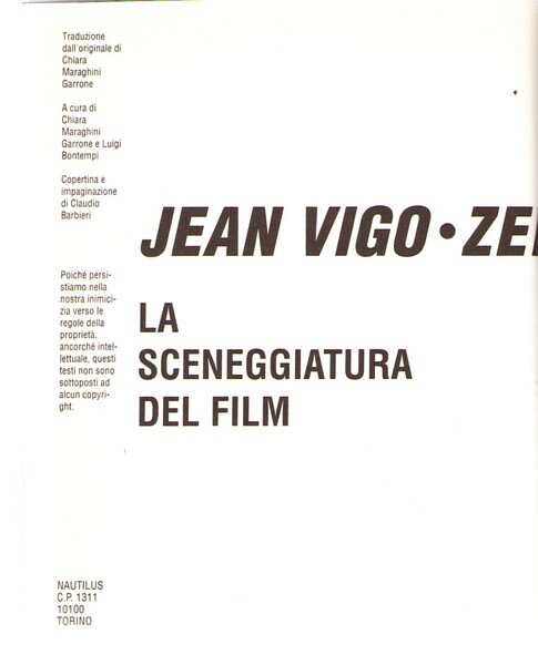 Jean Vigo Zero in Condotta La Sceneggiatura Del Film Seguito … | Immagine Gallery 2