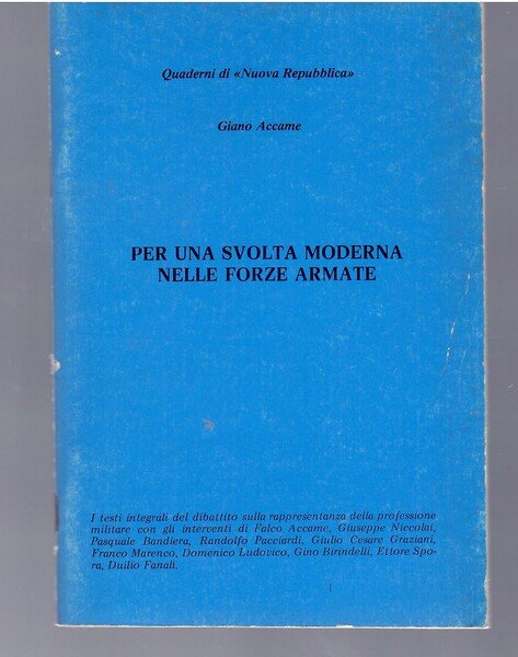 Per Una Svolta Moderna Nelle Forze Armate
