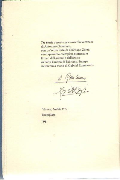 Tre Poesie d'Amore (in vernacolo veronese)