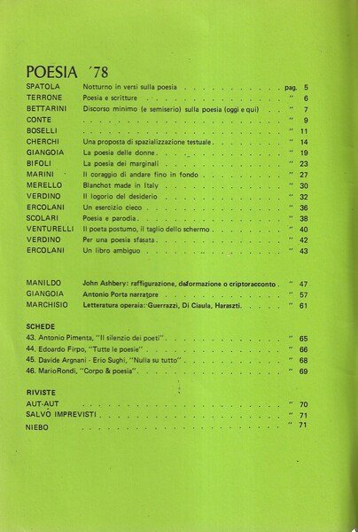 Poesia '78 Rivista Quadrimestrale Dicembre 1978 N. 6 | Immagine principale