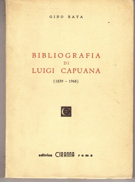 Bibliografia Di Luigi Capuana (1839-1968)