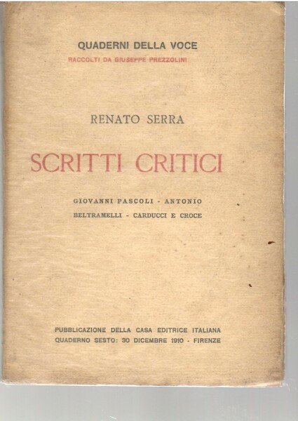 Scritti Critici. Giovanni Pascoli - Antonio Beltramell - Carducci e …