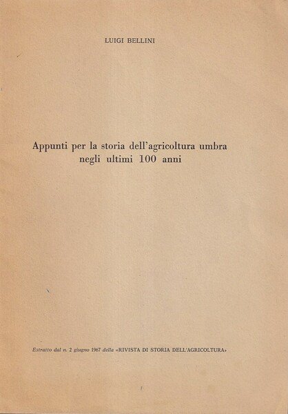Appunti per la storia dell'agricoltura umbra negli ultimi 100 anni | Immagine principale