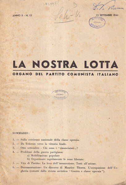 La nostra lotta. Organo del Partito Comunista Italiano - Anno … | Immagine principale