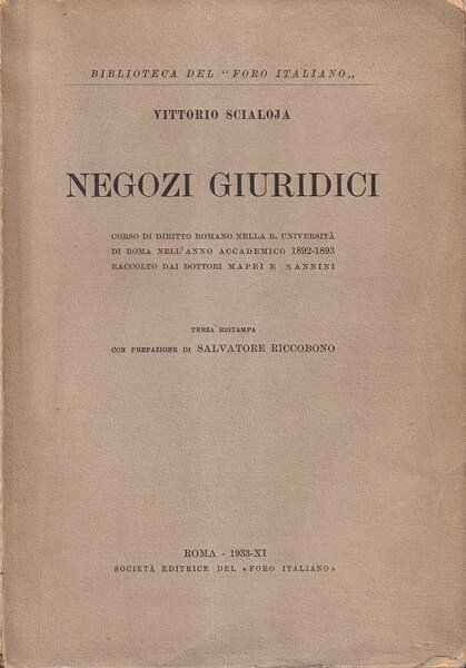 Negozi giuridici. Corso di diritto romano nella R. Università di … | Immagine principale