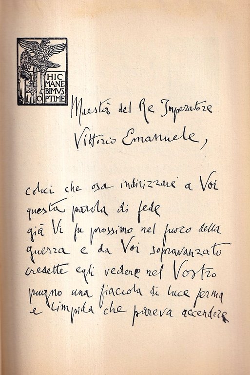 Alla maestà del Re Imperatore Vittorio Emanuele in Roma