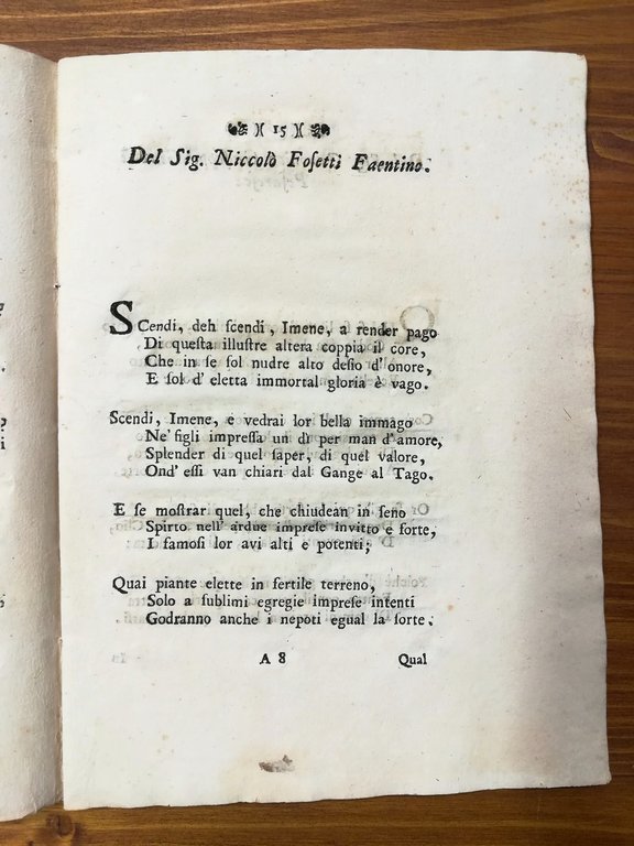 Applausi poetici per le faustissime nozze del Signor Jacopo Marcelli, …