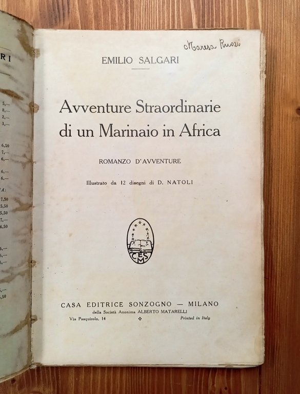 Avventure straordinarie di un marinaio in Africa. Romanzo d'avventure