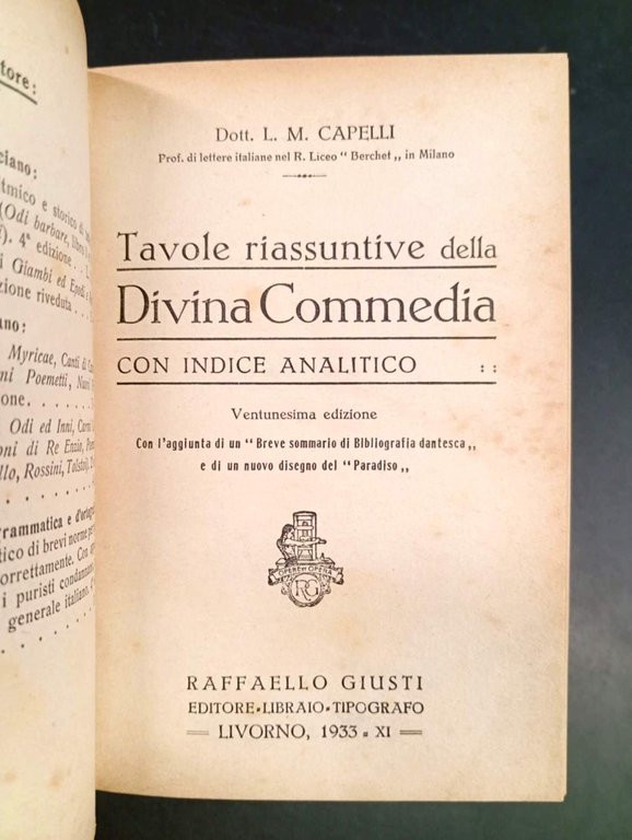 Avviamento allo studio della Divina Commedia / Tavole riassuntive della …