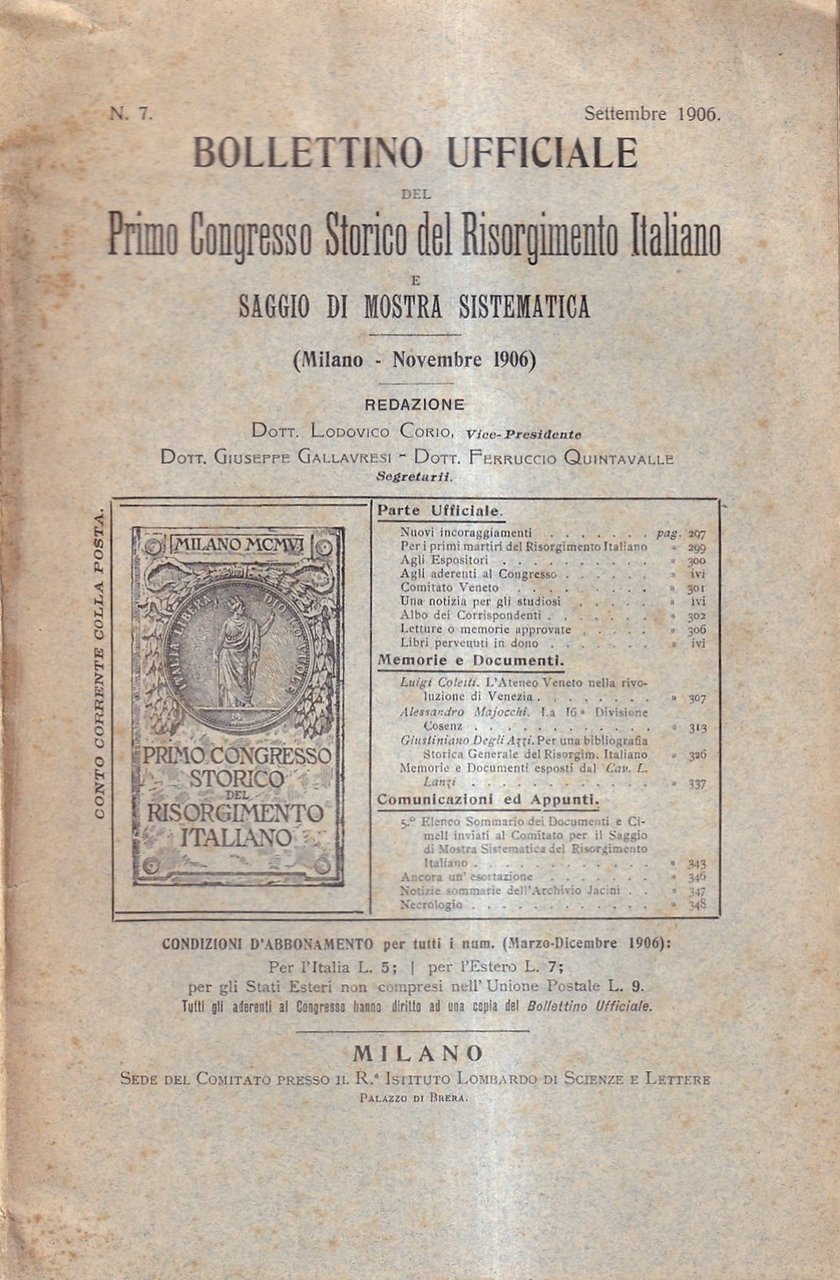 Bollettino Ufficiale Del Primo Congresso Storico Del Risorgimento Italiano e …
