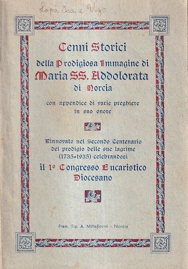 Cenni storici della prodigiosa immagine di Masa SS. Addolorata di … | Immagine principale